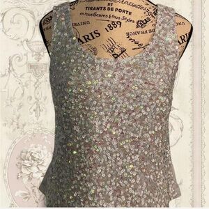 Vintage Helline Sequin Embellished Sleeveless Blouse